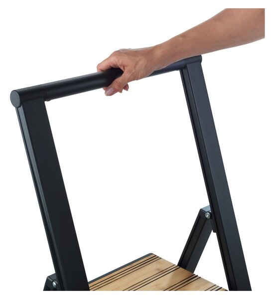 Черна алуминиева нехлъзгава сгъваема стълба Stepladder II. - Wenko