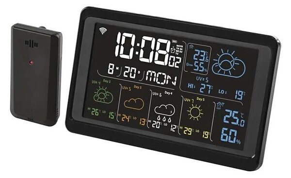 Метеорологична станция с LCD дисплей GoSmart 230V/3xAAA Wi-Fi Tuya черен