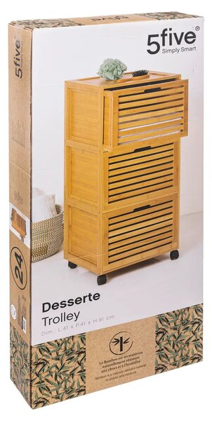 Шкаф за баня 5five Sicela, 3 чекмеджета, На колела