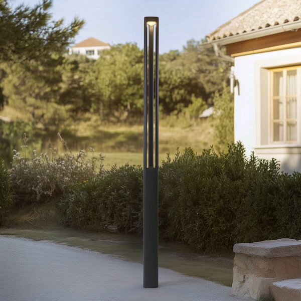 Lucande LED външна лампа Pirron, 230 cm, антрацит, IP65, Черен, Алуминий, Модерен