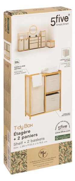 Етажерка 5five Tidy Box, С 1 кош за пране и 2 коша за съхранение, Бамбук