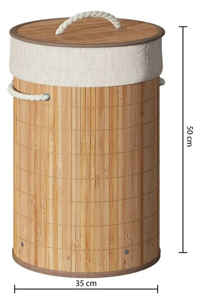 Кош за пране 5five Bambou, Кръгъл, 48 l