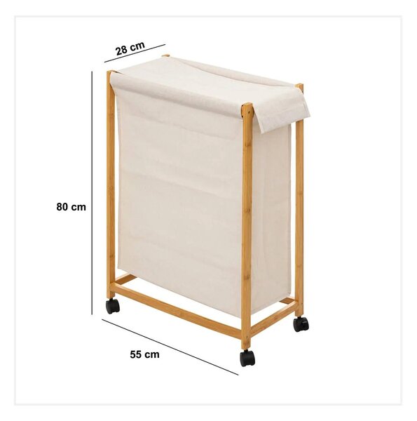 Кош за пране 5five Bambou, На колела, 52 l