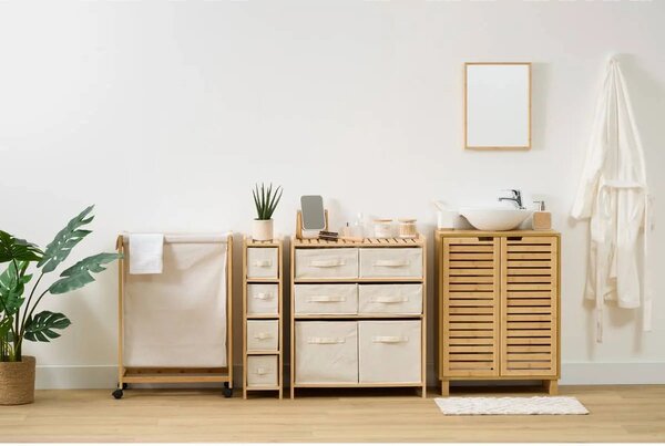 Кош за пране 5five Bambou, На колела, 52 l
