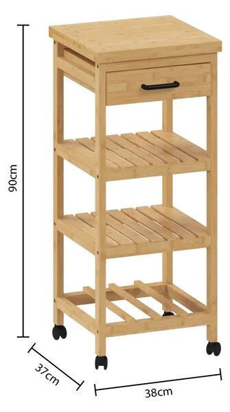 Кухненска количка 5five Linha, Малка, Бамбук