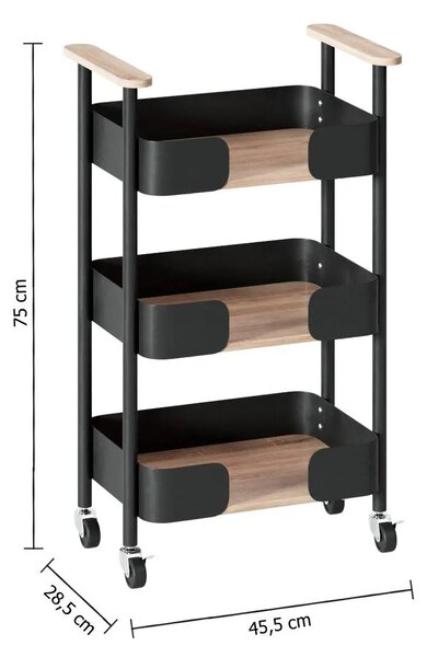 Кухненска количка 5five Blackwood, Средна, Метал и MDF