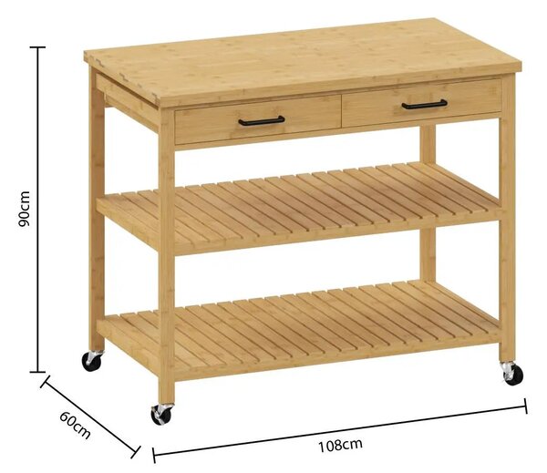 Кухненска количка 5five Linha, Бамбук, 4 нива, Kitchen Island