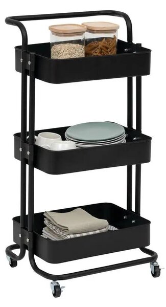 Кухненска количка 5five Black Edition, Черен, Метал, 3 нива
