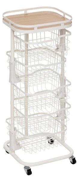 Кухненска количка 5five Balm, MDF и бял метал, 5 коша, 34.5x31x91 cm