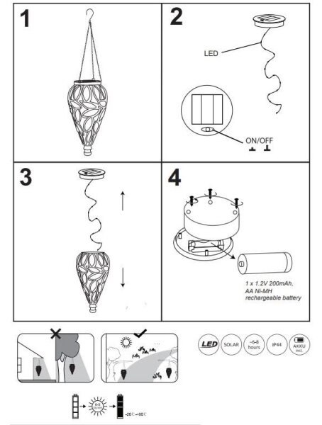 Globo 36131 - LED Соларна лампа SOLAR LED/0,9W/3,2V IP44 прозрачен