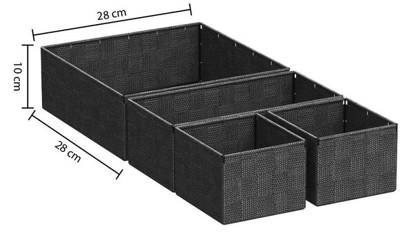 Сет кош за съхранение 5five Lise, 4 бр - Черен