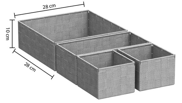 Сет кош за съхранение 5five Lise, 4 бр - Черен