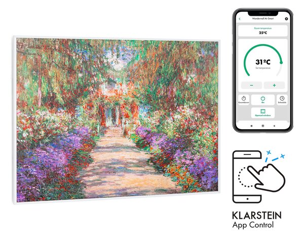 Klarstein Wonderwall Air Art Smart, инфрачервен нагревател, 80 х 60 см, 500 W, градински път