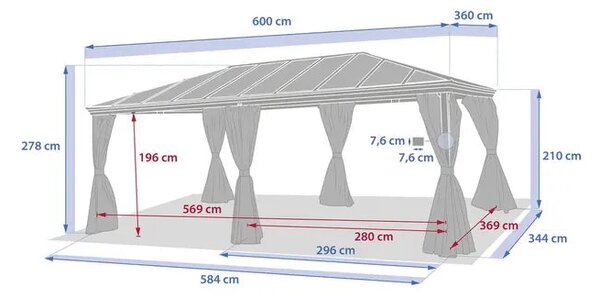Пергола Hesperide Belize, Поликарбонат, 6x3.6 m