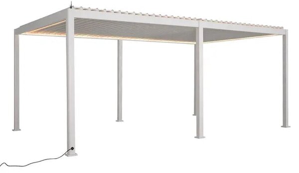 Електрическа пергола Hesperide Evora, Бял алуминий, 6x3.6 m