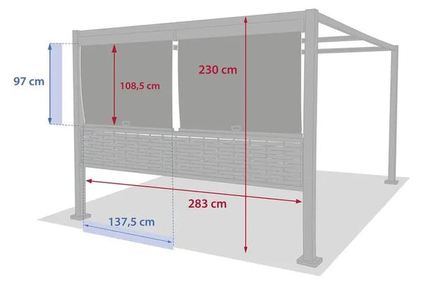 Комплект щори за беседка Hesperide Zalya, Цвят Шисти, 4x3 m