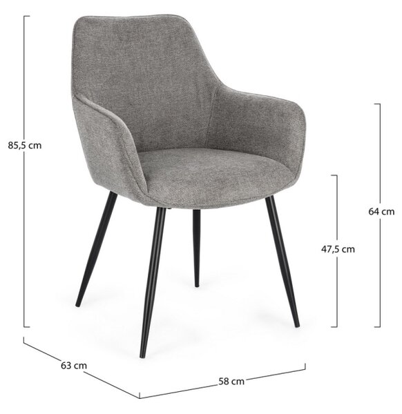 BIZZOTTO ТРАПЕЗЕН СТОЛ CORA 58X63X85,5 ТЪМНО СИВ