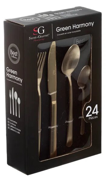 Комплект прибори Secret de Gourmet Green Harmony, Инокс, 24 части