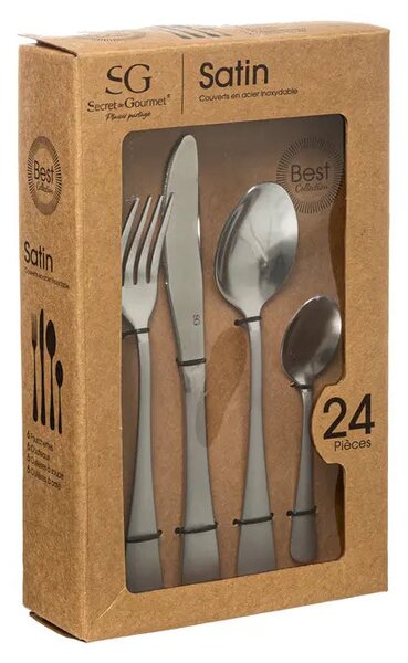 Комплект прибори Secret de Gourmet Satin, Инокс, 24 части