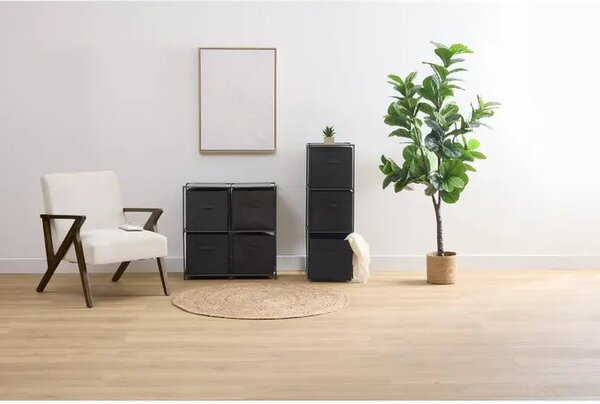 Рафт 5five Mix'n Modul, 4 отделения и 4 кутии за съхранение, 68 x 34 x 67 cm, Черен