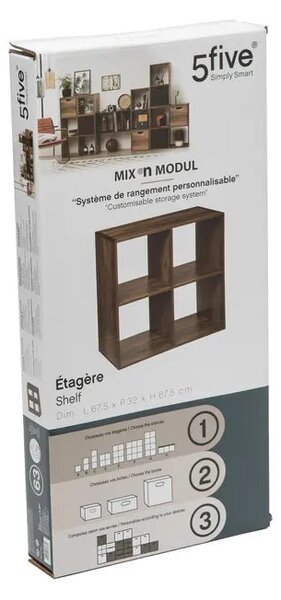 Рафт 5five Mix'n Modul Industrial, 4 отделения, Дърво