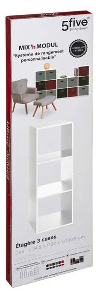Рафт 5five Mix'n Modul, 3 отделения, MDF, 35x32x101 cm - Бял