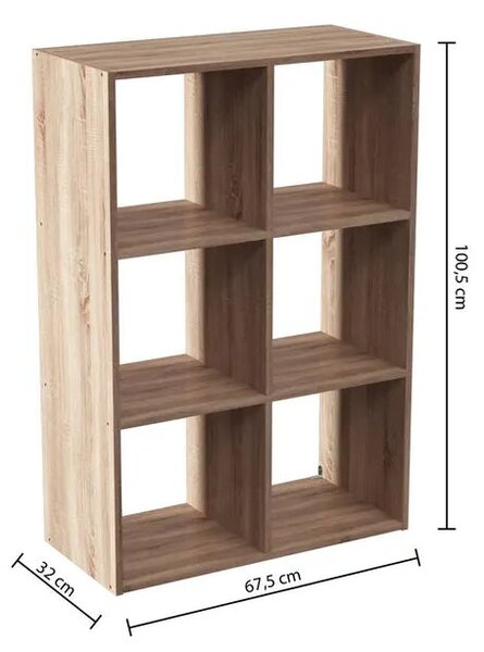Рафт 5five Mix'n Modul, 6 отделения, MDF, 68x32x101 cm - Сив