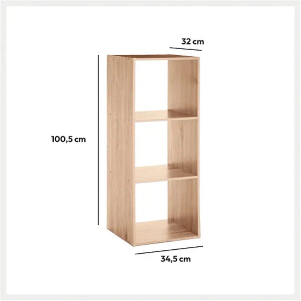 Рафт 5five Mix'n Modul, 3 отделения, MDF, 35x32x101 cm - Бял