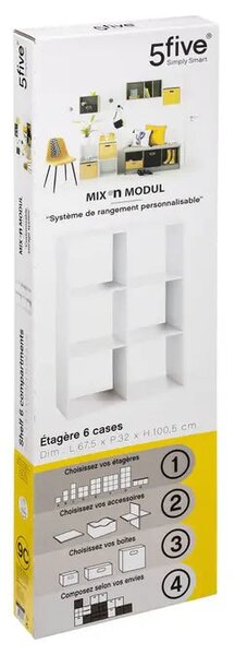 Рафт 5five Mix'n Modul, 6 отделения, MDF, 68x32x101 cm - Сив
