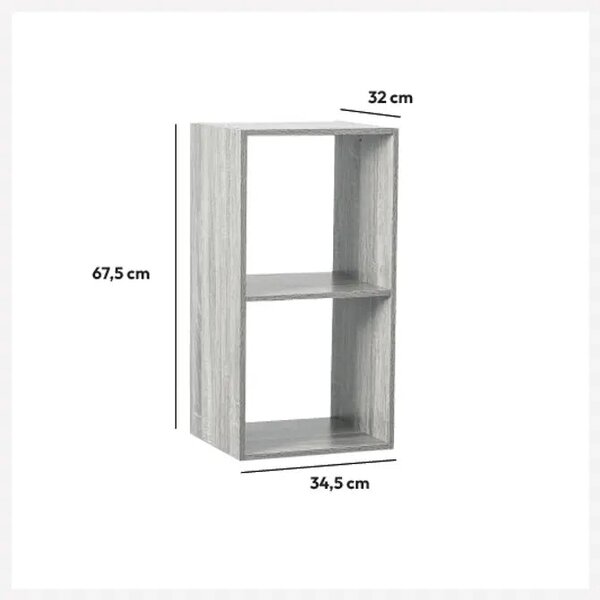 Рафт 5five Mix'n Modul, 2 отделения, MDF, 35x32x68 cm - Сив
