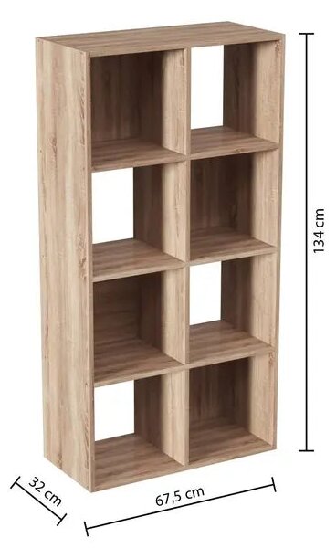 Рафт 5five Mix'n Modul, 8 отделения, MDF, 68x32x134 cm - Сив