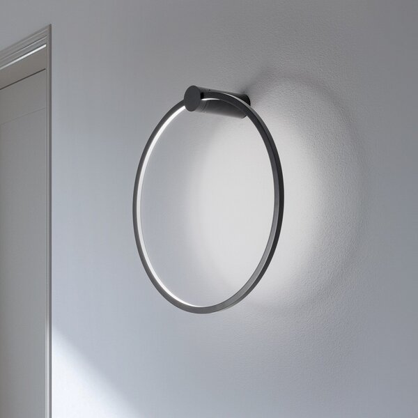 Milagro Lighting LED стенна лампа Saturno, черна, Ø 50 cm, метал, 4000 K, Черен, Дневна/трапезария, Алуминий, Модерен
