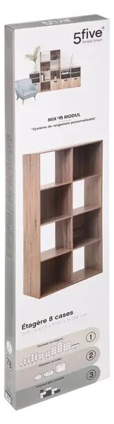 Рафт 5five Mix'n Modul, 8 отделения, MDF, 68x32x134 cm - Сив