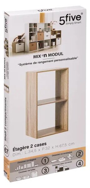 Рафт 5five Mix'n Modul, 2 отделения, MDF, 35x32x68 cm - Сив
