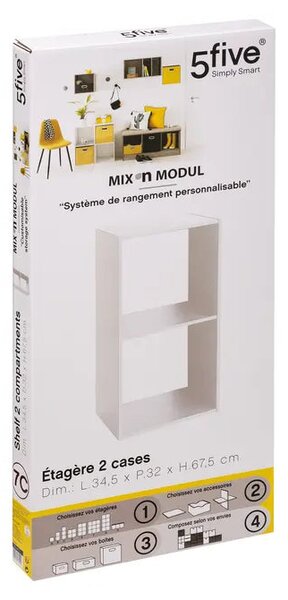 Рафт 5five Mix'n Modul, 2 отделения, MDF, 35x32x68 cm - Сив