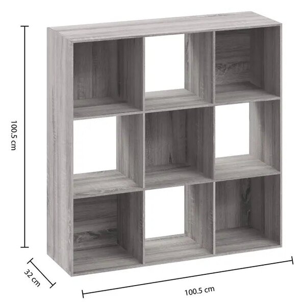 Рафт 5five Mix'n Modul, 9 отделения, MDF, 101x32x101 cm - Сив