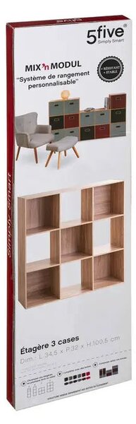 Рафт 5five Mix'n Modul, 9 отделения, MDF, 101x32x101 cm - Сив