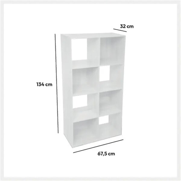Рафт 5five Mix'n Modul, 8 отделения, MDF, 68x32x134 cm - Сив
