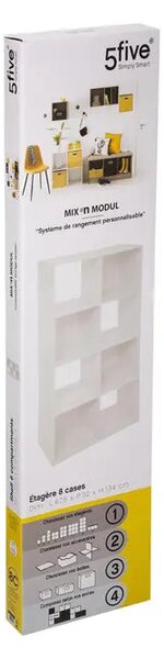 Рафт 5five Mix'n Modul, 8 отделения, MDF, 68x32x134 cm - Сив