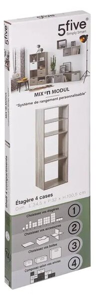 Рафт 5five Mix'n Modul, 2+2 отделения, MDF, 35x32x101 cm - Естествен
