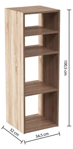 Рафт 5five Mix'n Modul, 2+2 отделения, MDF, 35x32x101 cm - Естествен