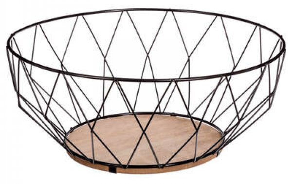 Купа за плодове 5five Daimond, Метал+MDF, 28х12 cm - Черен