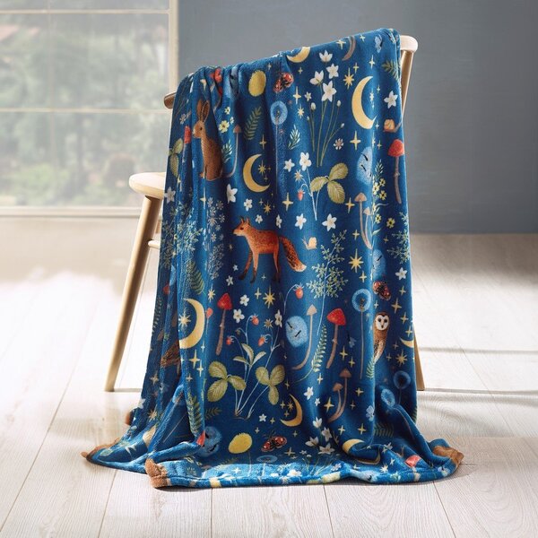 Синьо одеяло от микроплюш 130x170 cm Enchanted Twilight Animals – Catherine Lansfield
