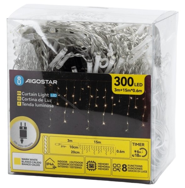 Aigostar - LED Екстериорни декоративни лампички 75xLED/6W/230V 15x0,6m IP44 топло бяло