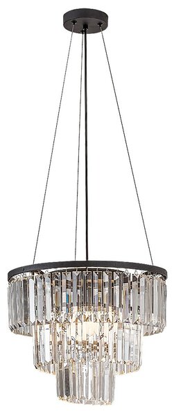 Eloisa, indoor pendant lamp, black metal lamp with transparent glass shade, E27 3xMAX25W, D40cm, H120cm, installation diameter: