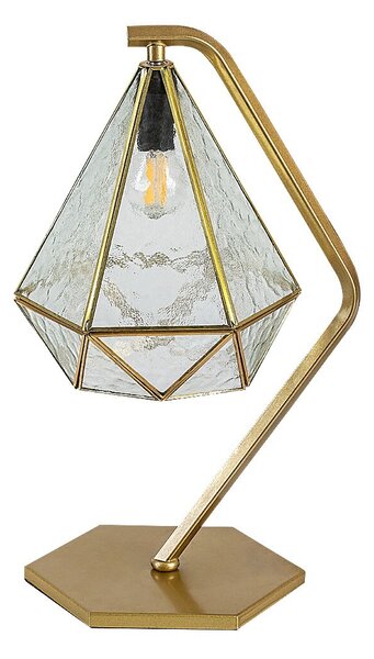 Norah, indoor table lamp, gold metal lamp with transparent glass shade, E14 1xMAX40W, L26cm, H44cm, 21x21cm, cable length: 180cm