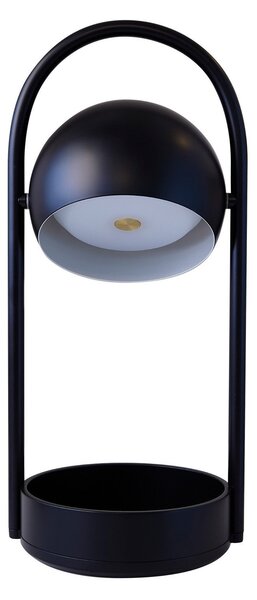 FRANDSEN LED акумулаторна настолна лампа Ball Portable, черна, стомана, Затъмняване, Черен, Дневна/трапезария, Метал, Дизайн