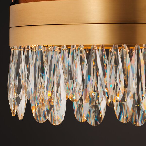 Brilliant LED таванска лампа Celestia, Ø 40 cm, месингов цвят, кристал, Затъмняване, Злато / месинг, Дневна/трапезария, Метал