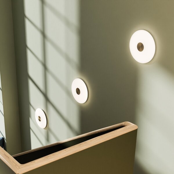 Northern LED стенна лампа Glint, Ø 36 cm, стъкло, опалово бяло, Затъмняване, Бял, Дневна/трапезария, Стъкло, Дизайн