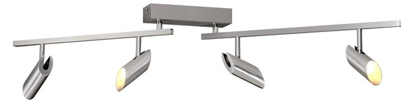 Brilliant LED таванни прожектори Risell, дължина 104 cm, цвят алуминий, Затъмняване, Металик, Дневна/трапезария, Алуминий, Модерен